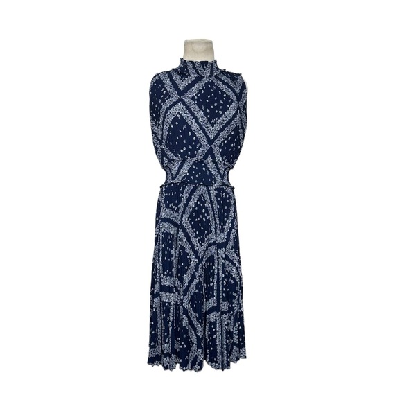 Nanette Lepore blue white sleeveless floral  midi Dress size 6 - Picture 1 of 11